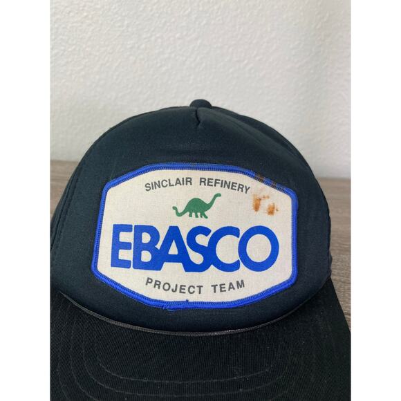 Vintage Ebasco Refinery Project Team Snapback Hat Black Adjustable Cap - Picture 5 of 13